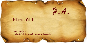 Hirs Ali névjegykártya